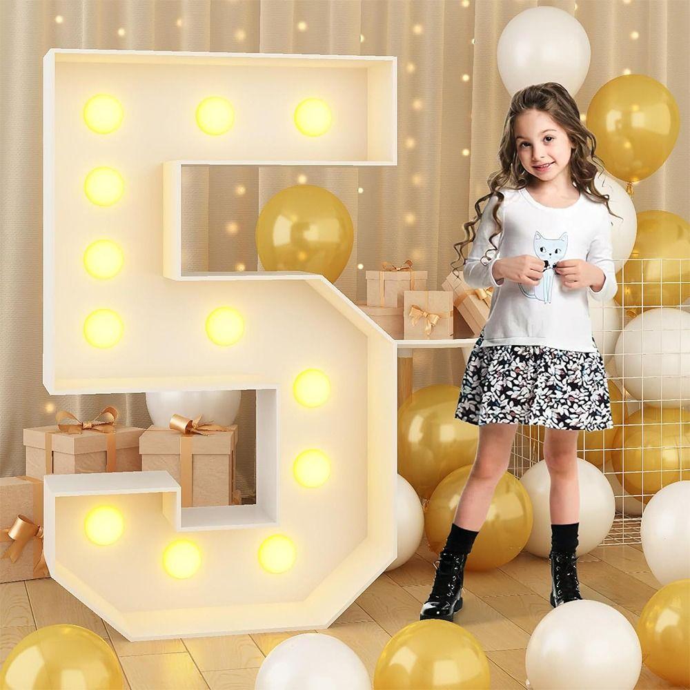 Light Up Balloons LED Light Balloon 0-9 Numbers Birthday Balloon Frame  Party Decoration