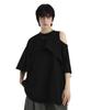 Teulimingbeodeu One-Sleeve Overlay Oversized T-Shirt [ Black ]