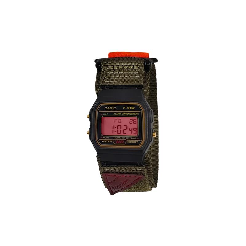 CASIO Customized watch modified series life waterproof F-91WM-3 modified-helmer Brown tide Quartz nylon strap men's watch F-91WM-3