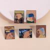 Capybara Starry Sky Oil Painting Enamel Pin Cartoon Hippo With Pearl Earring Scream Hippopotamus Brooch Lapel Badge Jewelry Gift