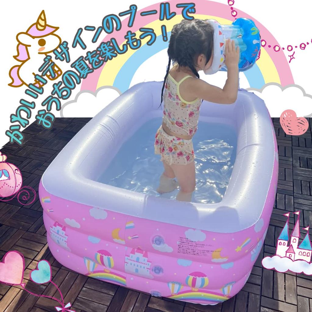 Myuse Unicorn Vinyl Pool, Large, Family Pool for Kids and Summer Outdoors, Three Air Chambers (150 X 100 X 50cm)