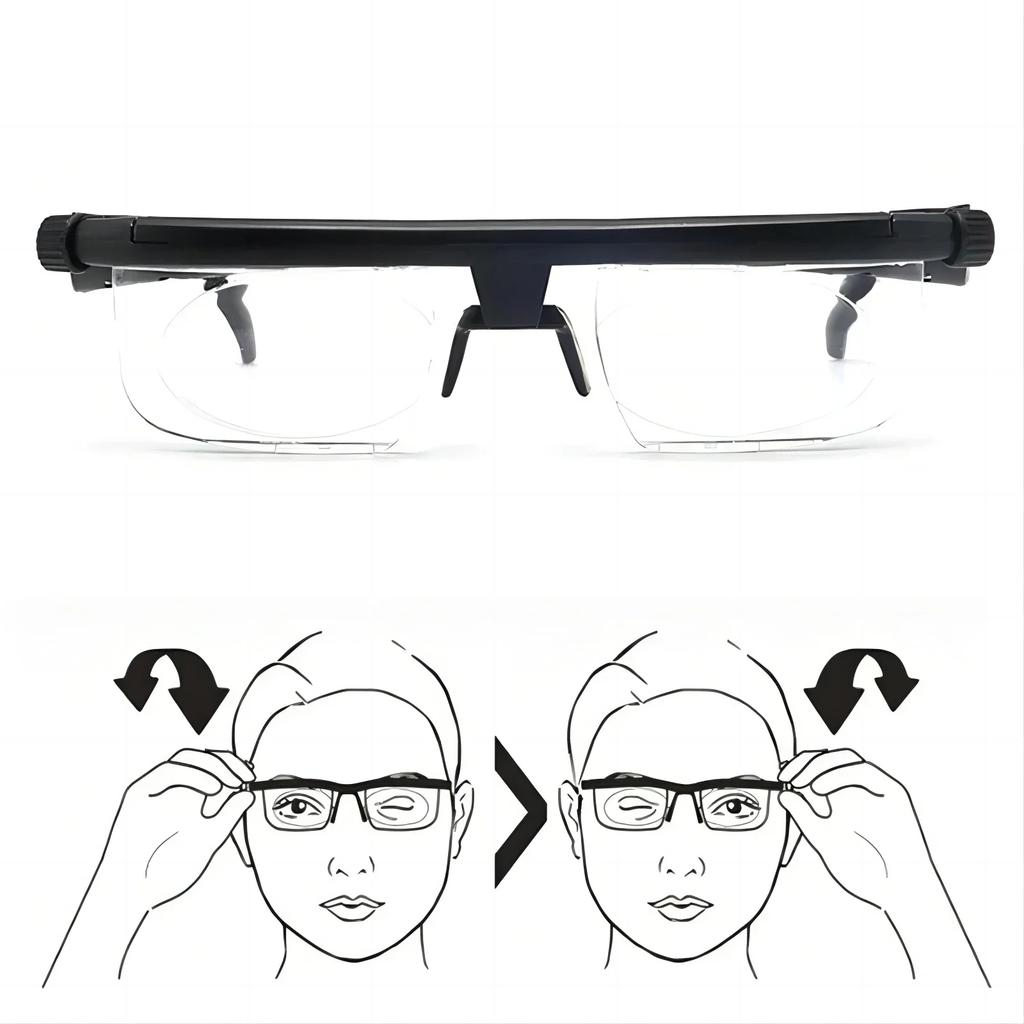 Focus Adjustable Glasses Universal Flexible Diopter Control Eyeglasses for Reading Driving