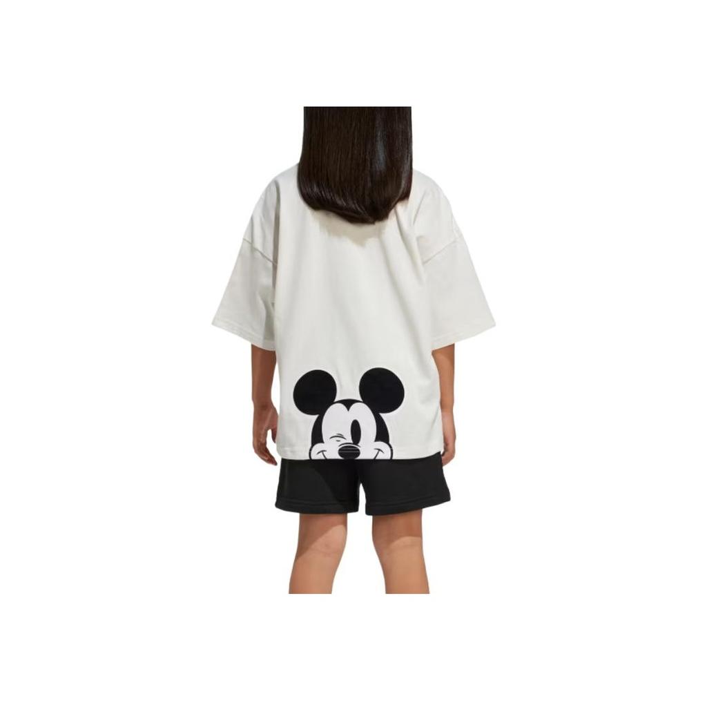 adidas Originals Casual Sports Suit Comfortable Breathable Soft Skin-Friendly Short Sleeve Simple Shorts Kids Sportswear White Black JD3105