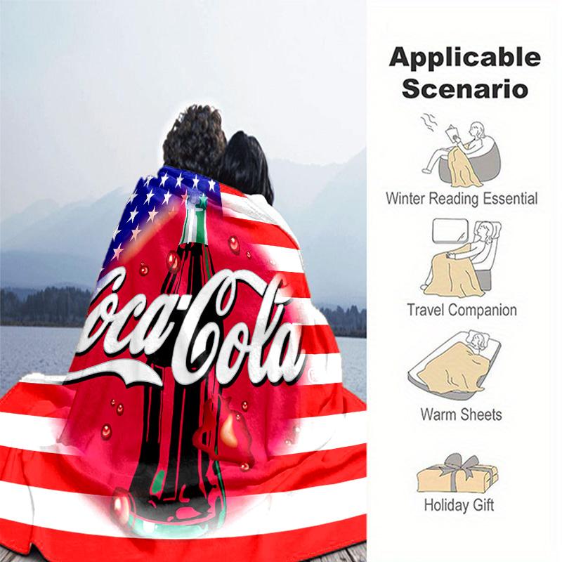 Christmas Gift Halloween Themed Cola Beverage Coca Cola Blanket Soft Home Furnishing Nap Decoration Four Seasons Warm Sherpa Blanket U18