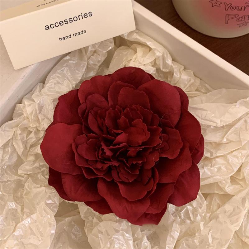 French Retro Peony Hair Clip Romantic Flowers Side Clip Duckbill Clip Hair Pin Woman Headwear Barrette Bridal Headdress