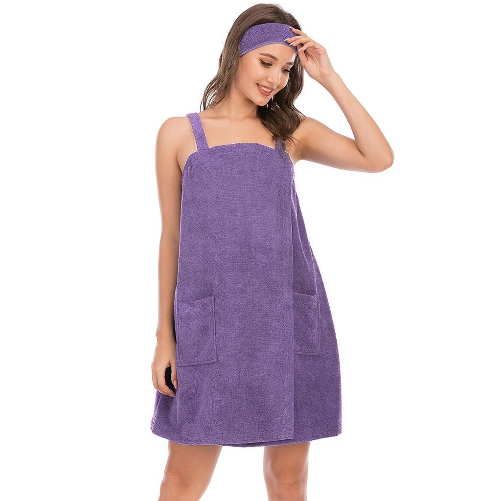 Parlak Geyik Kadın Terry Spa Banyo Sarma Havlusu Robe Askılı Hızlı Kuru Havlu Kumaş Velcro Elastik Duş Bornoz Kafa Bandı ile Yumuşak Spor Salonu Havuz Örtüsü