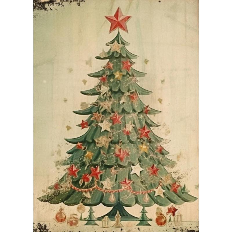 Vintage Rustikal Weihnachten Weihnachtsmann Kiefer Rentier Poster und Drucke Leinwanddruck Wandkunst Bild für Wohnzimmerdekor