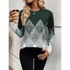 Colorblock Crew Neck T-shirt, Casual Long Sleeve Top For Spring & Fall, Women's Clothing