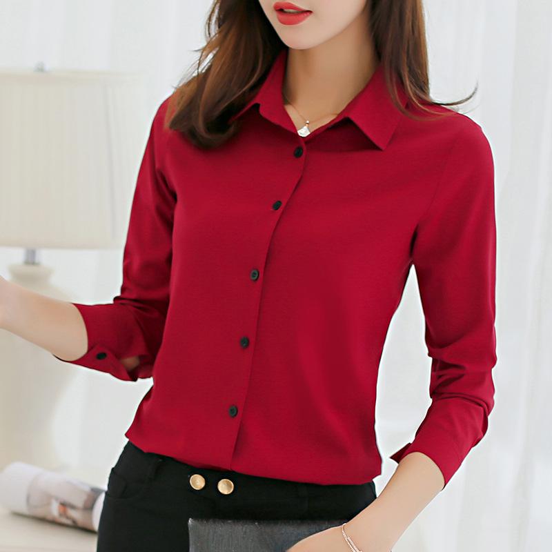 

2025 Spring/Summer Korean Style Slim Fit Versatile Plus Size Long Sleeve Casual Chiffon Shirt M