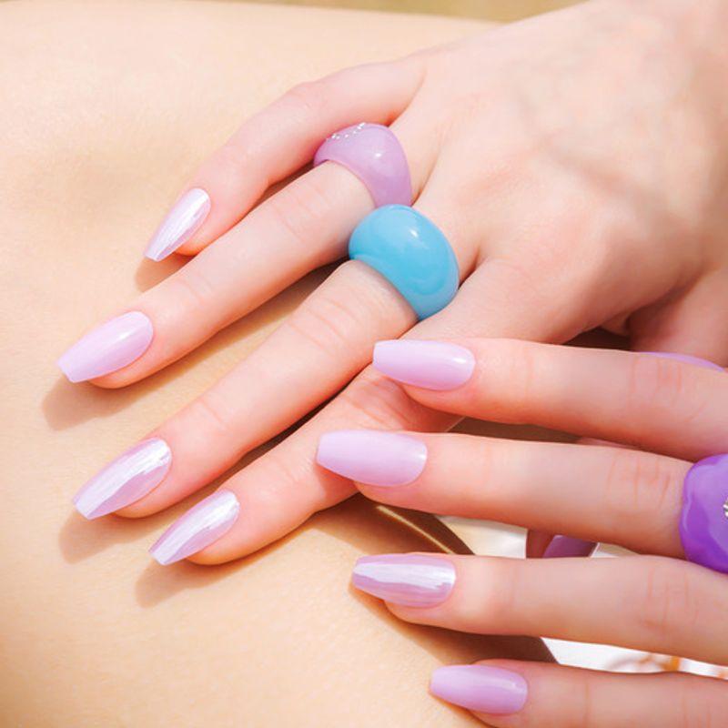 

Reusable Nail Tips Purple Glass (Coffin)