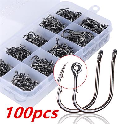 100 Piezas/caja Acero Inoxidable de Alta Calidad Pesca de Carpa Cebo Anzuelos de Pesca Afilados 10 Tamaños Pueden Elegir