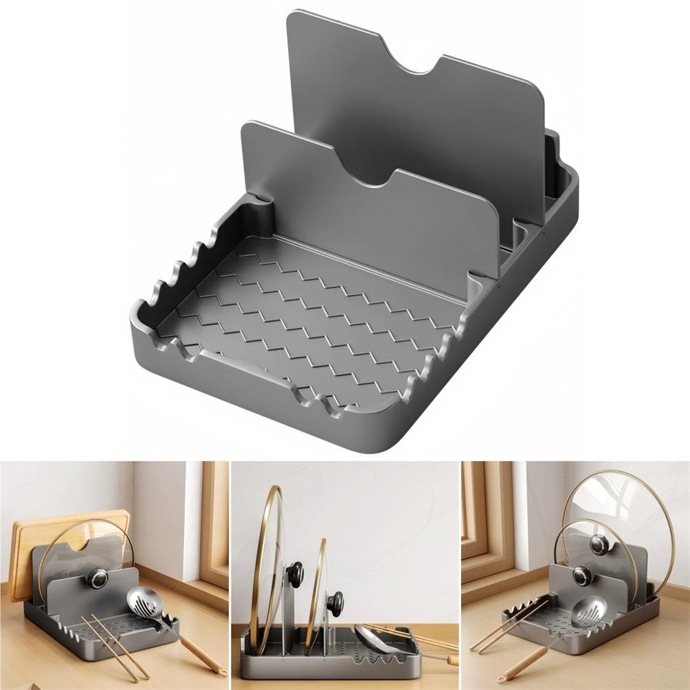 

1PCS 2-in-1 Desktop Pot Lid Holder With Drip Pad For Kitchen Counter Aluminum Multifunctional Pot Cover For Kitchen Counter China Mainland