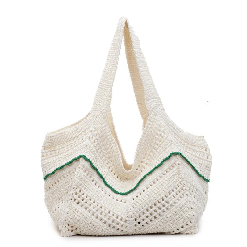 Exquisite Fashion Hand-knitted Hollow Women's Tote Bag New Casual Versatile Shoulder Bag Shopping Bag