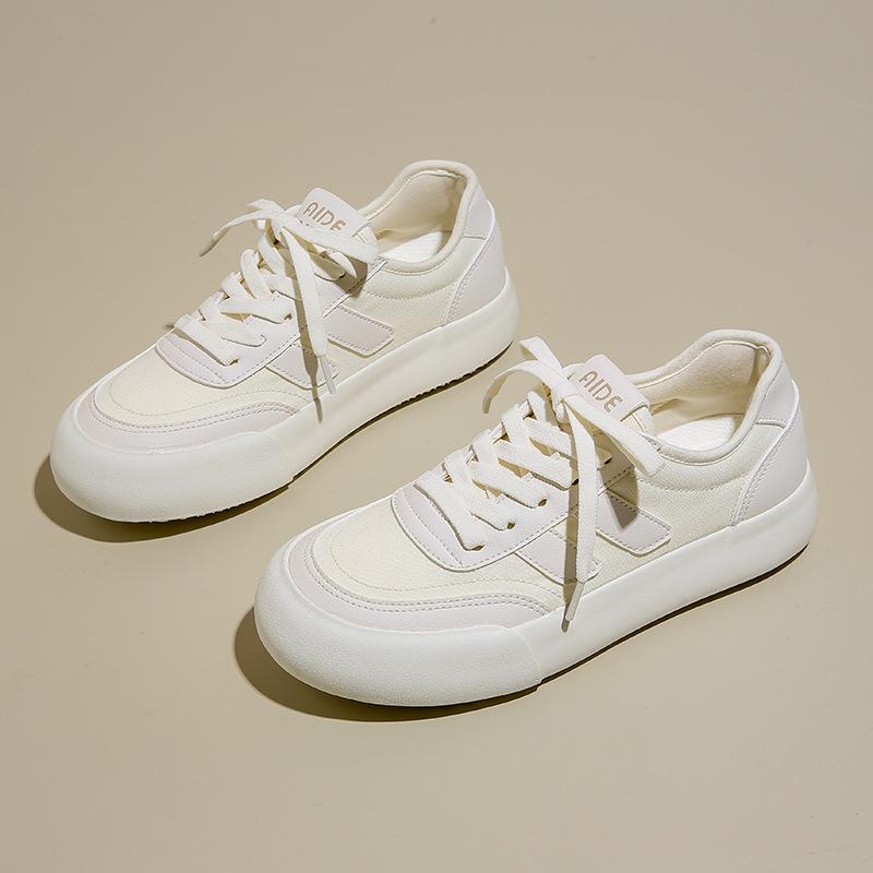 Fashion Autumn New Style Thick Sole Canvas Shoes Leisure Fashion Women's Shoes Simple Increase Height Lace Up Women's Shoes