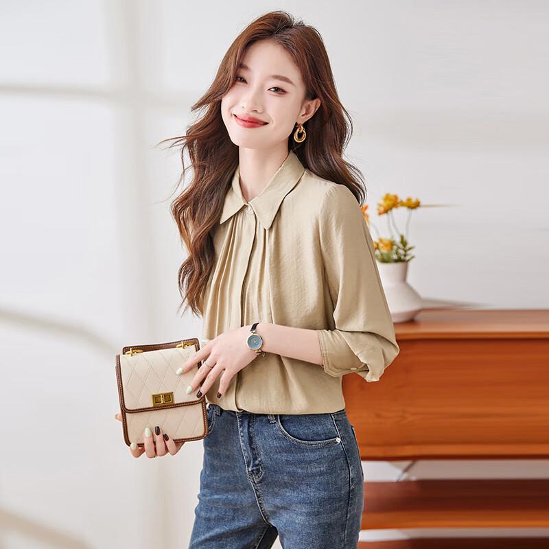 Women's Satin Imitation Silk Long Sleeve Blouse