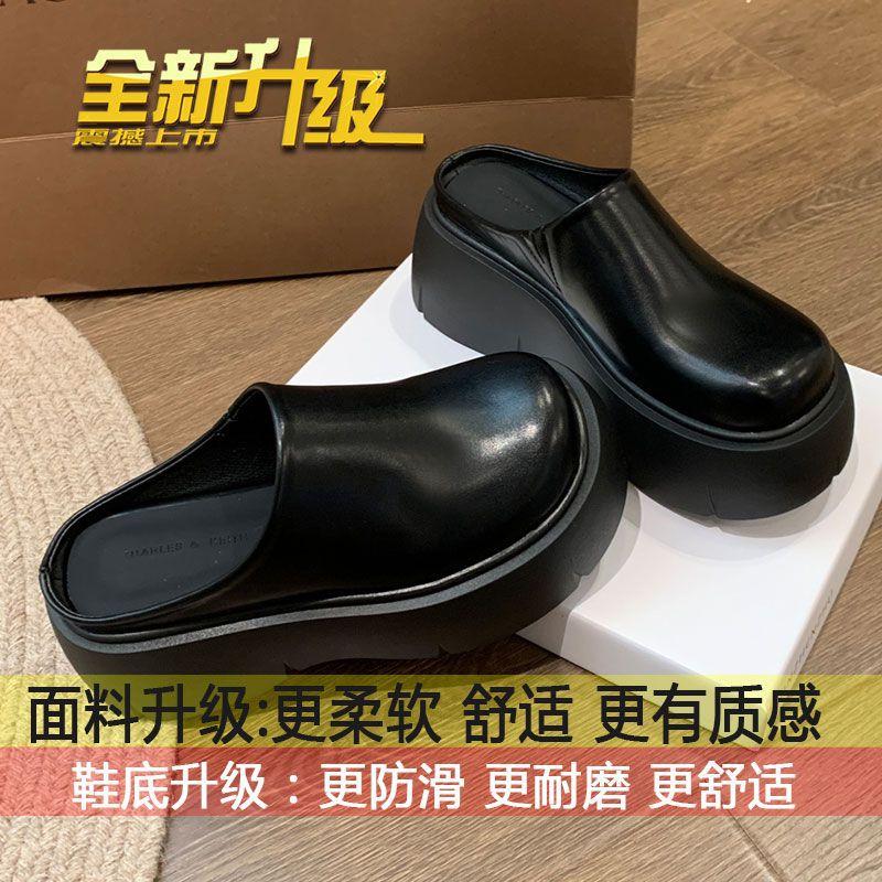 Super hot Internet celebrity thick bottom heightening slippers women 2025 spring and autumn new popular outer wear super high heel bag head half s