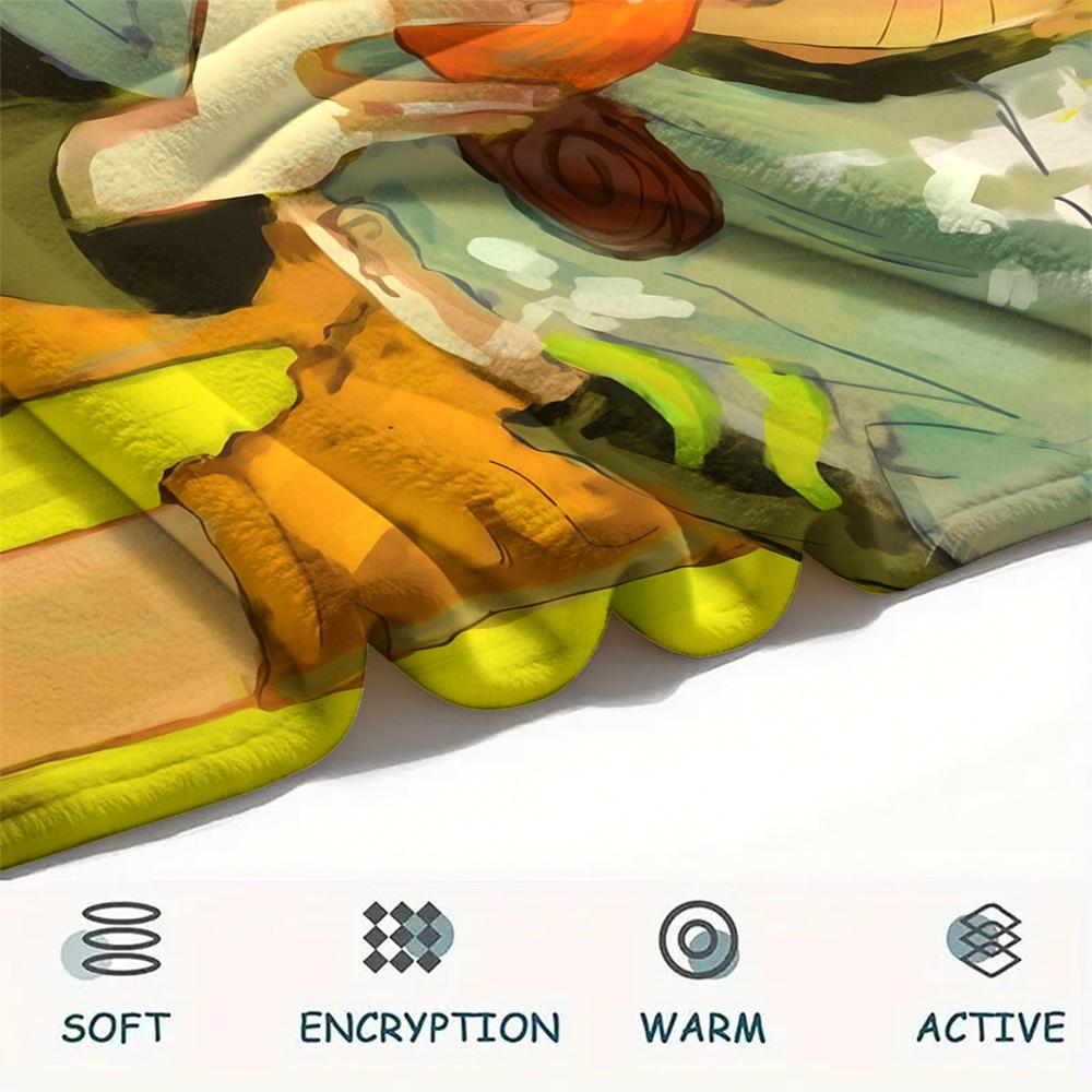 Cartoon Character Naruto pattern Flannel Blanket, High quality Comfortable for All Seasons, Home Decor, Warmth and Comfort, Perfect for Gifts.