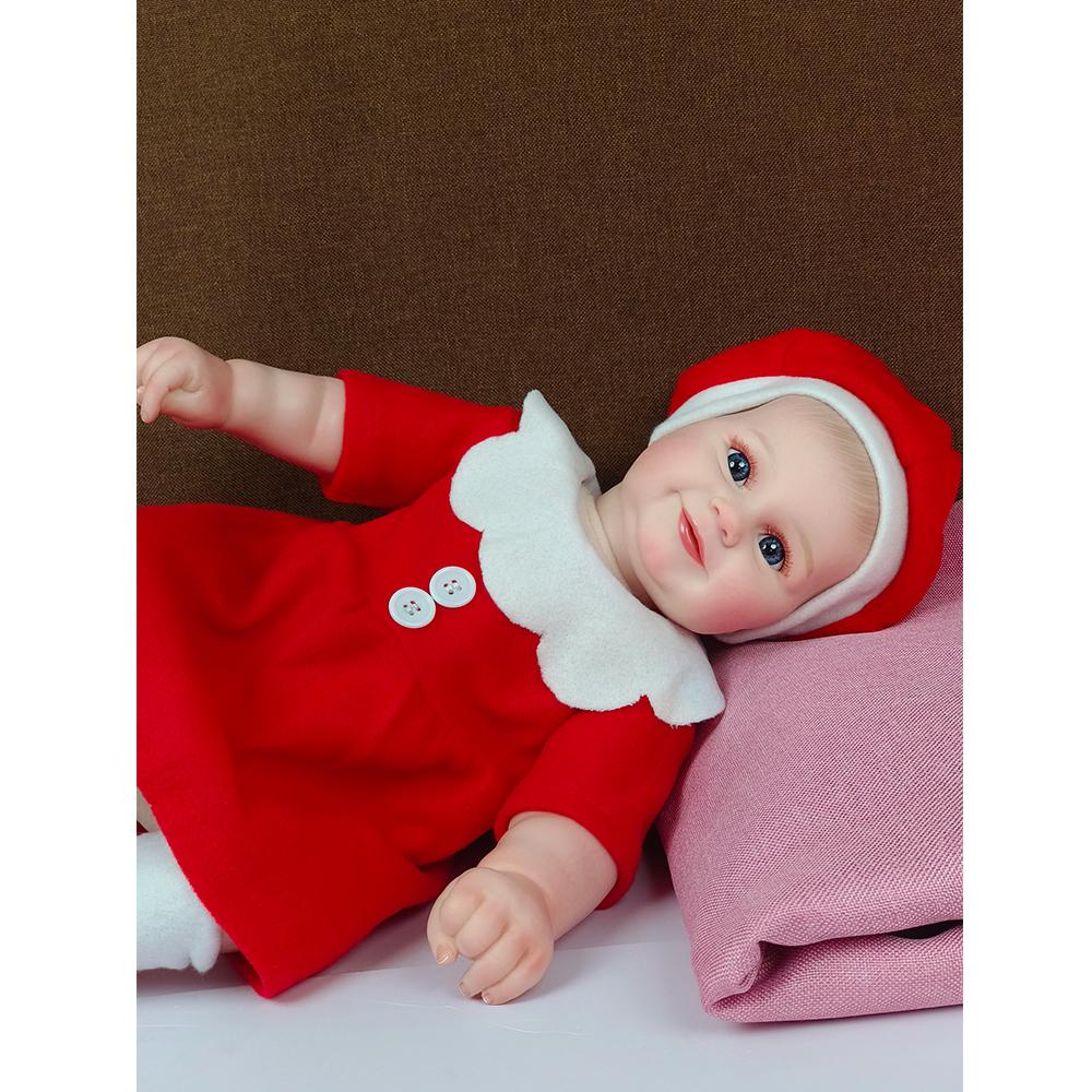 Smile Reborn Doll, Cloth Body Soft Dolls For Christmas Decoration Lovely Toy For Baby
