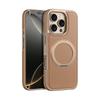 For Magsafe Magnetic 360 ° Rotating Metal Car Bracket Ring Solid Color Leather Phone Case For iPhone 16 Pro Max 14 13 15 Pro Max