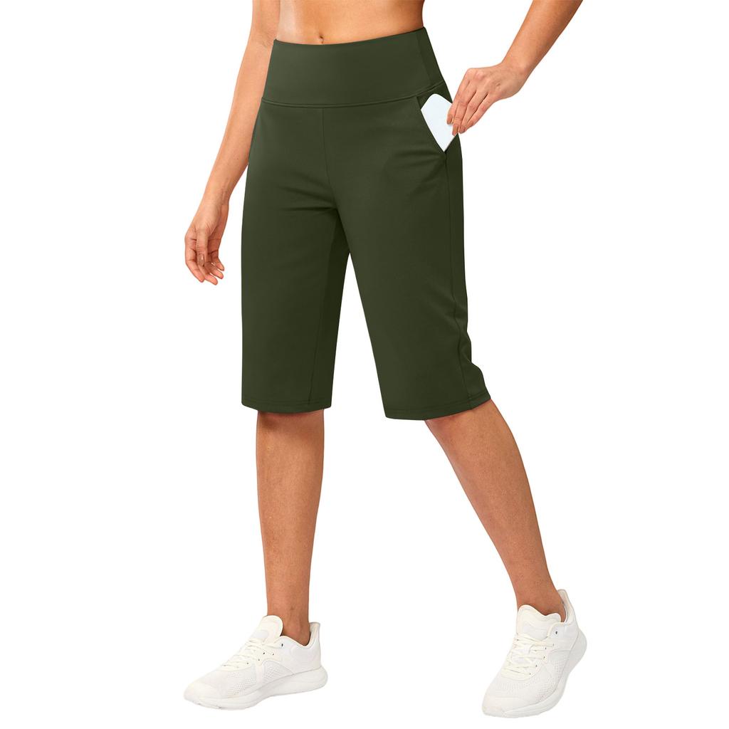 Capris de Yoga de Cintura Alta para Mujer con Bolsillo Bermudas Deportivos Elásticos para Fitness Running Gimnasio Entrenamiento Deportes