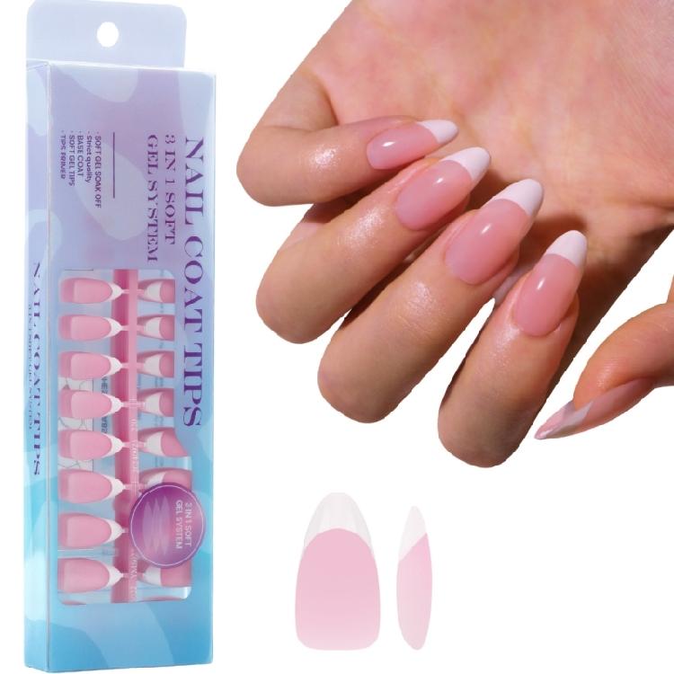 

Short Square/Almond Soft Gel Nail Tips, Full Cover Nail Tips, Short Nail Tips for Gel Nail,Pre-Designed X Coat Tips