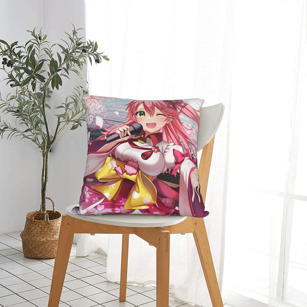 Hot Girl Kawaii Sakura Miko Pillow Cover Vintage Pillow Case For Office Car Home Decor Soft Cushion Cover Gift