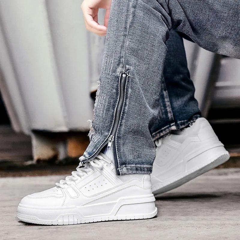 Pantofi Sport Versatili Albi pentru Bărbați, cu Platformă, Talpă Groasă, Adidași Casual, Respirabili, Ușori, Pantofi de Alergare, Pantofi de Tenis