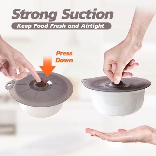 Silicone Pot and Pan Lids - Food and Bowl Covers, Food Safe, BPA-Free, Silicone Bowl Cover, Microwave Cover (Gray)