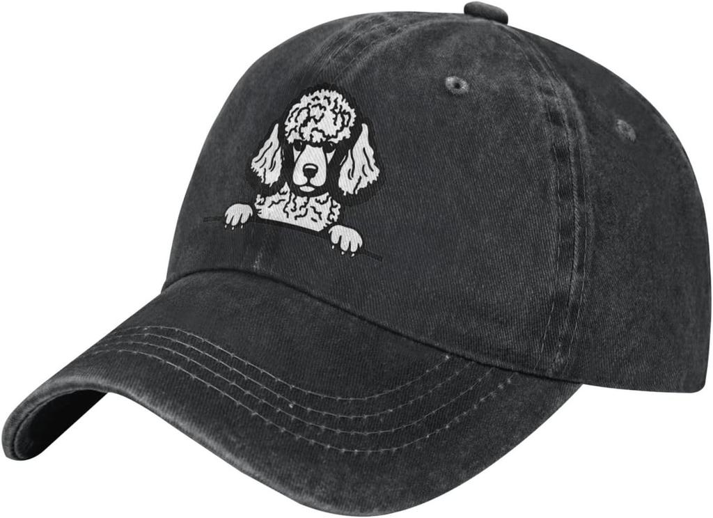 Poodle Peeking Dog Print Washed Cotton Baseball Cap Casual Adjustable Adult Hat