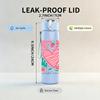 1PC Pink Floral Heart Frame 750ml Color Plastic Sports Water Bottle Leakproof Flip Straw Lid Suitable for Sports Office Home Use