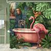 Funny Flaming Bird Bathtub Shower Curtain With Hooks,Tropical Plant Bathroom Curtain,Printed Fabric Home Decoration Curtain