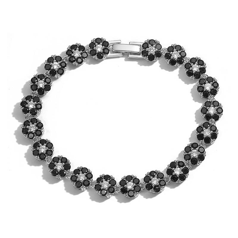 

HECHENG, Flowers Colourful Zircon Necklace Bracelet ,Fine Zircon Brass 18K Real Gold Plated Romantic Gift For Women