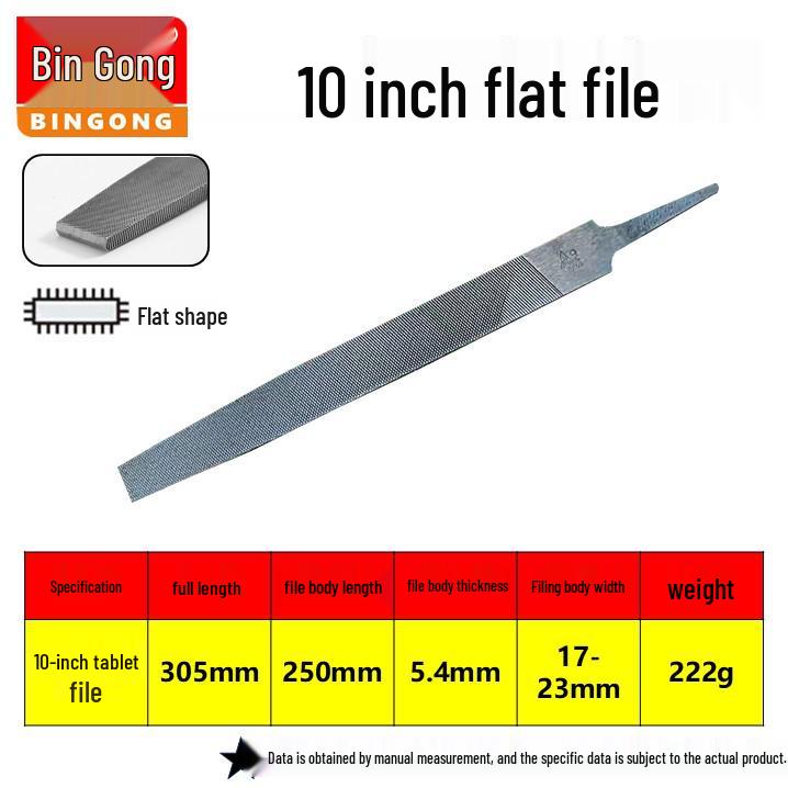Hugong Multi-Specification Steel Files Set: Flat, Half-Round, Triangle, Rasp, Square, and Round Metal Grinding Tools.