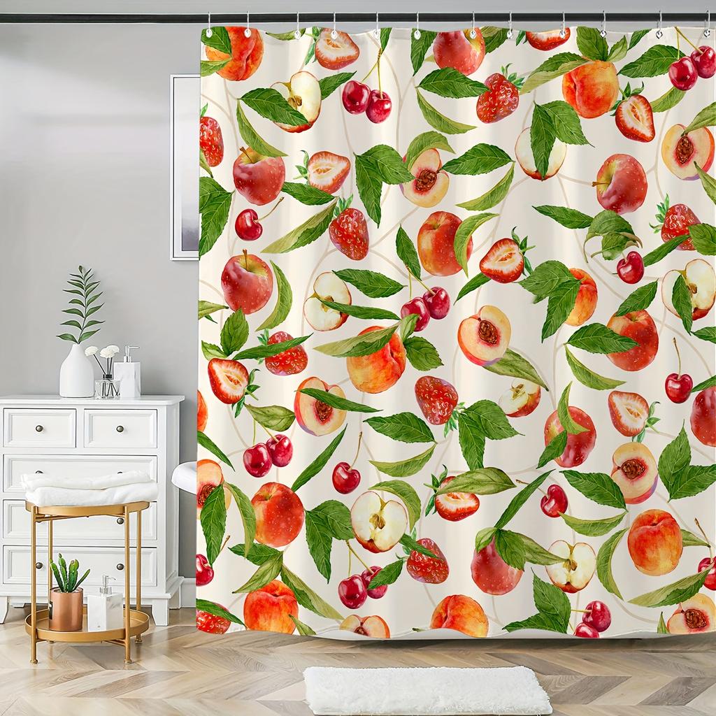 A Fresh Fruit Medley Shower Curtain: Bring the Joy of Summer to Your Bathroom with This Vibrant Design Featuring Juicy Apples