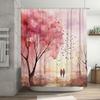 Romantisk promenad under körsbärsblommor Duschdraperi | Akvarellkonst Badrumsinredning