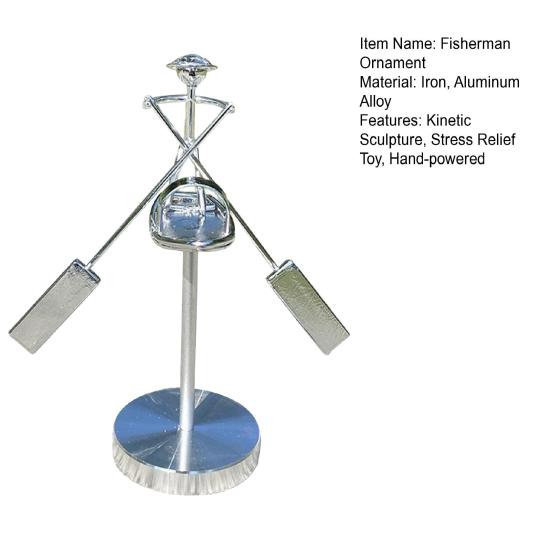 Fisherman Balance Art Figurine Swinging Kinetic Ornament Office Desk Stress Relief Toy Metal Balance Fisherman Sculpture for Home And Workplace Decor