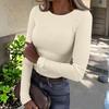 Women's And Winter Slim Bottom T-shirt Fashion Casual Color O-Neck Pullover Long Sleeve Top