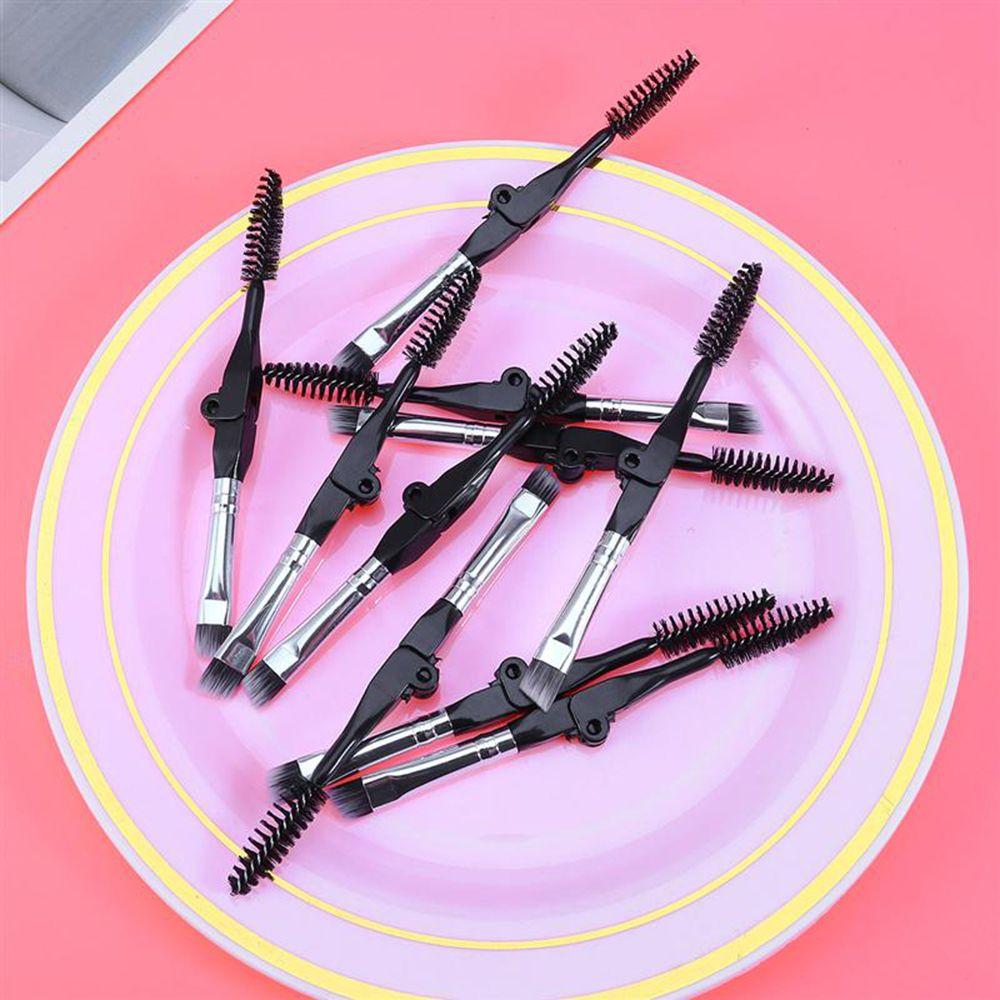 

Makeup Brush Spoolie Brush Duo Angled Eyebrow Brush Foldable Eyebrow Brush Mascara Applicator чорний