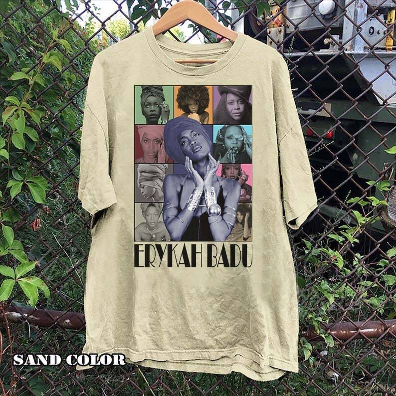 Erykah Badu Graphic tour 2023 shirt sand short sleeve T shirt reprint S