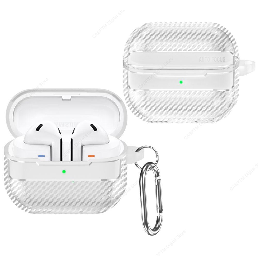 New TPU Cover For Samsung Galaxy Buds 3 Pro Buzz 3 Pro Buds3 Pro Case Carbon Fibre Pattern PC Protective Cases With Hook