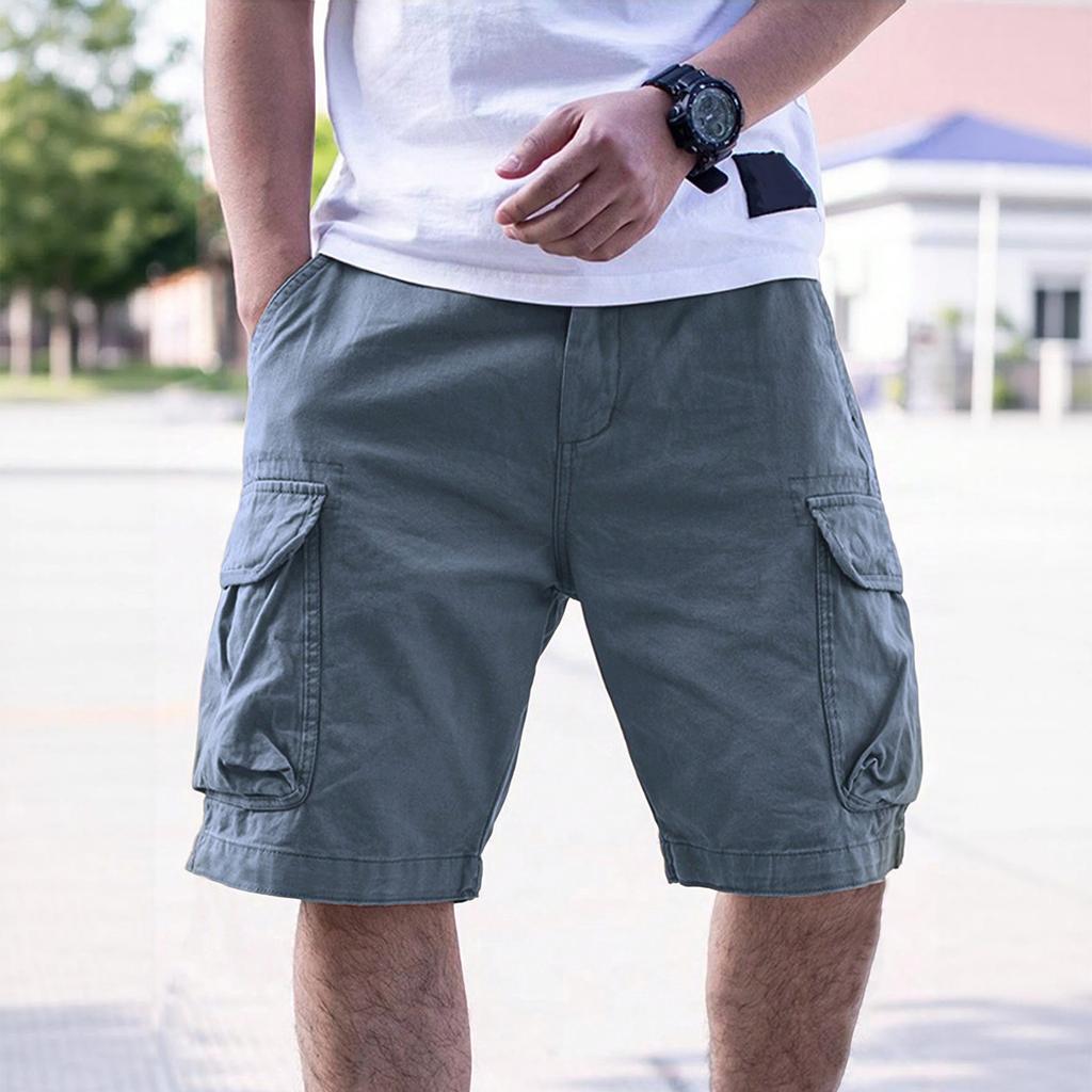 Men's Summer Multi-Pocket Cargo Shorts Men's Casual Fashion Color Loose Cargo Shorts