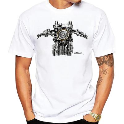 Eğlenceli Motosiklet Cafe Racer Arkadan Sürüş Tişörtü Yaz Erkek Kısa Kollu Spor Klasik Tişört Hip Hop Erkek Günlük Beyaz Tişörtler
