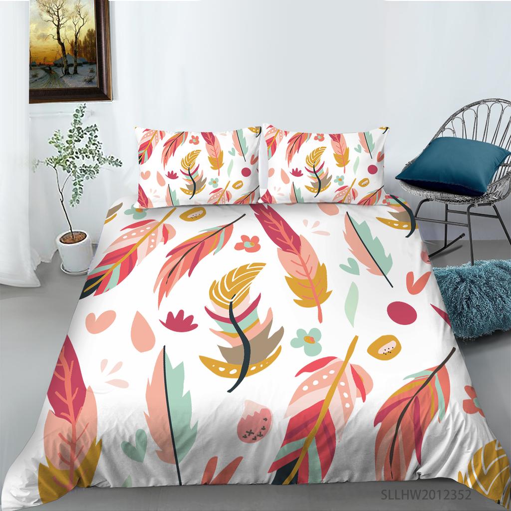 3D-Grafik-Bettwäsche, buntes Muster, Bettbezug und Kissenbezug, 2 oder 3 Stück Mikrofaserstoff mit Reißverschluss, waschbar, superweiche Heimdekoration