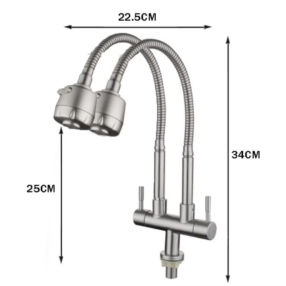 360° Drehbarer Küchenwasserhahn 2-in-1 Flexibler Wasserhahn Doppelkopf Spültischarmatur Heimküchengebrauch