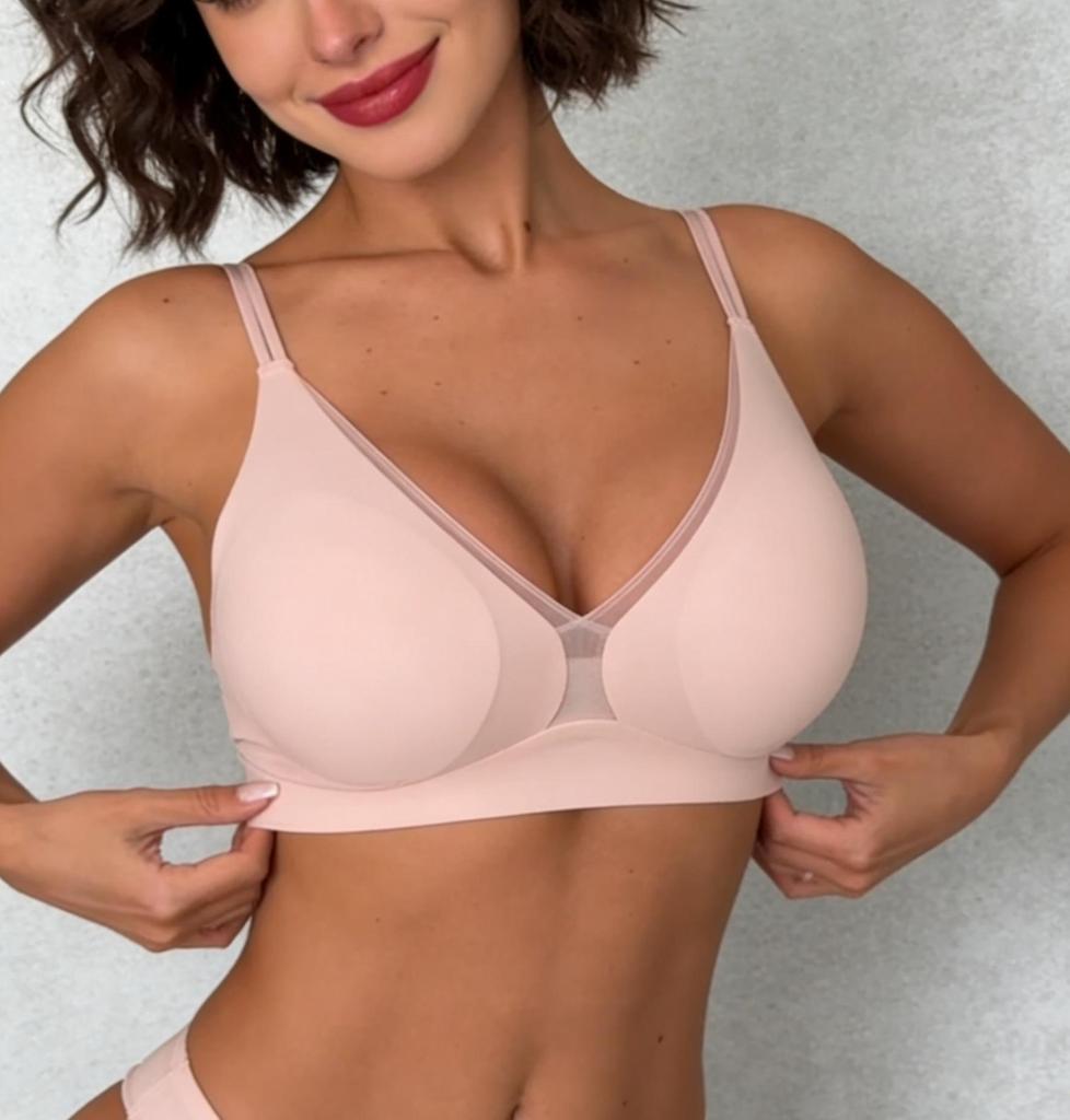 Sujetador Cruzado Cómodo Sin Costuras para Pecho Pequeño Copa Fija Sin Desplazamiento Sujetador sin Aros con Adorno de Encaje Multiusos Ropa Interior Diaria para Mujer