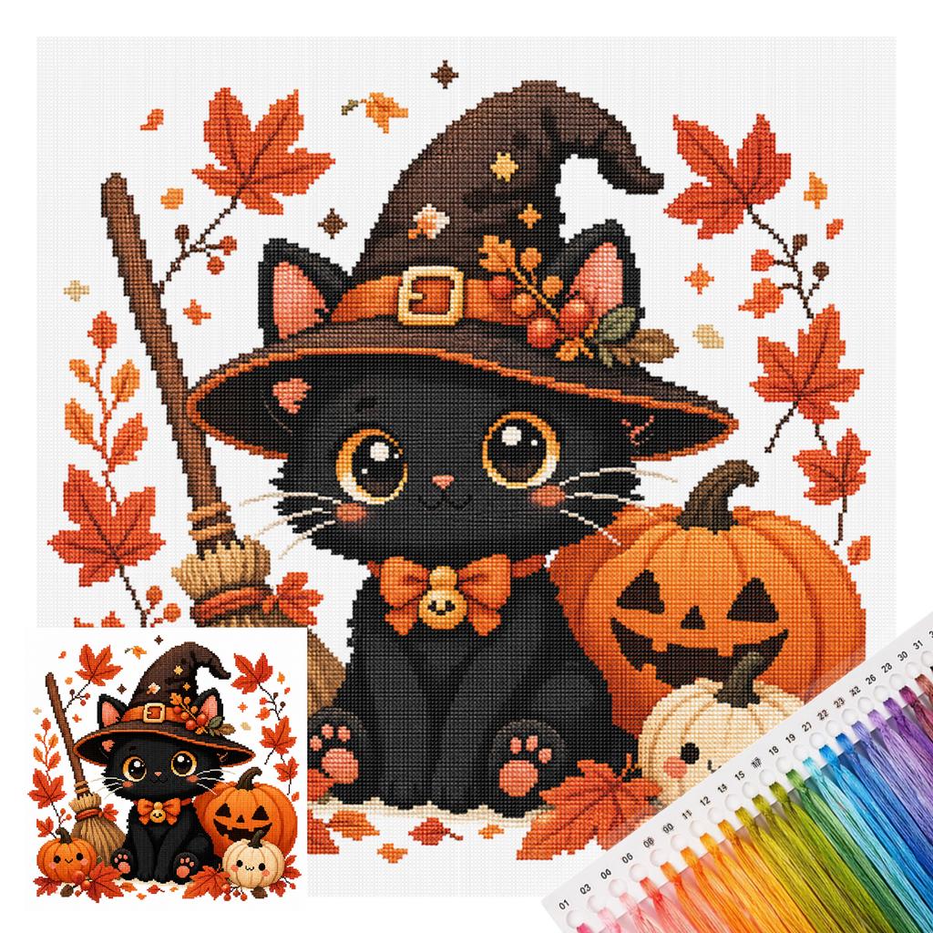 11CT Stamped Cross Stitch Kit 26x26cm Holiday Series 3-Strand Cotton Thread Needlework Embroidery Set