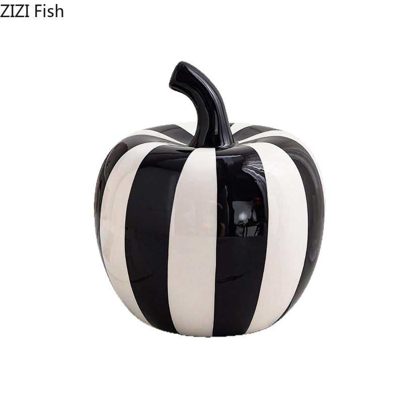 Black and White Striped Apples/pear Ceramic Statue Desk Decoration Minimalist Fruits Sculpture Ornaments Room Aesthetic Decor
