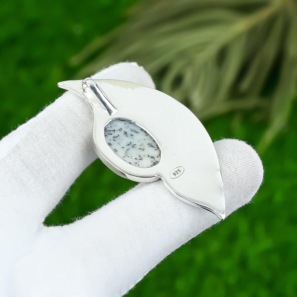 Dendrite Opal Stone 925 Sterling Silver Artisan Unique Sister Pendant Jewelry