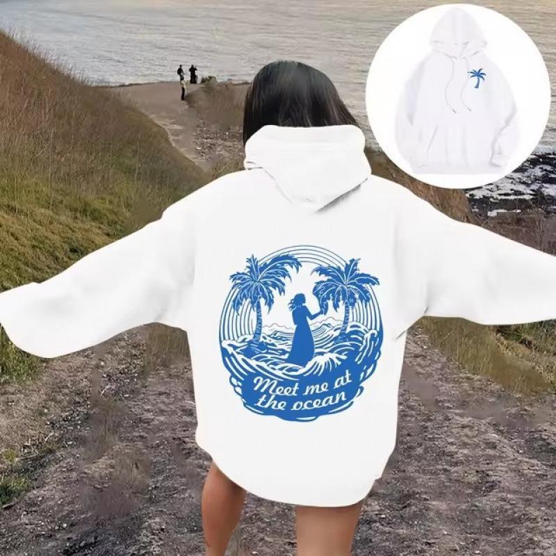 Damen Kapuzenpullover mit langen Ärmeln, tief angesetzten Schultern und Rippstrick (XS-5XL) - Modischer Pullover mit Aufdruck Sportbekleidung