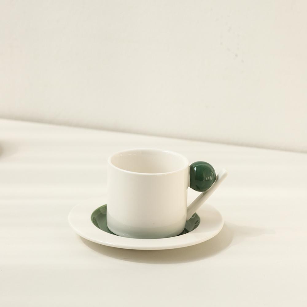 Ceramic Kettle Cup Simple Geometric Sphere Afternoon Tea Ceramic Coffee Cup and Saucer Color Matching Coffee Cup and Saucer